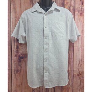 Travis Mathew Mens Short Sleeve Shirt Medium Gray Geometric Print
